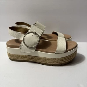 UGG Shoes Womens 7 Cream Leather April Strappy Espadrille Sandals EUC - Picture 1 of 14