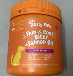 Zesty Paws Salmon Oil for Dogs, 90 Chews for Allergy Relief & Healthy Skin  B!D - Picture 1 of 5