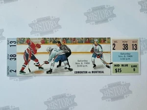 1986 Montreal Canadiens at Edmonton Oiolers Full Ticket 11/8/86 Messier 1G 1A - Picture 1 of 2