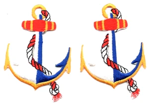 SET OF 2 ANCHORS Iron On Patch Nautical Boat - Picture 1 of 1