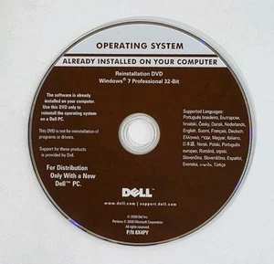 Microsoft Windows 7 Professional 32 Bit DELL Reinstallation DVD Disk - Picture 1 of 3