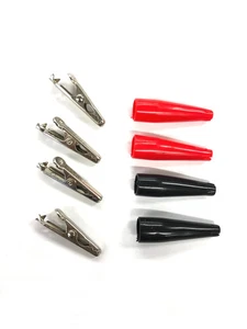 Set of 4 Mueller BU-30 Steel Mini Alligator Clips w/ Red & Black Boots 010004 - Picture 1 of 1