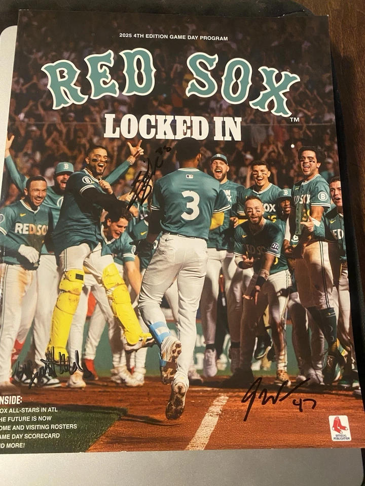 Boston Red sox signed gameday program autographed MLB Baseball prospects rookies - Image 1 of 1