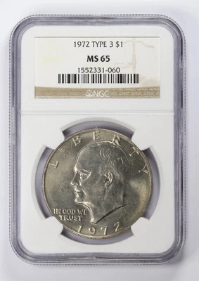 🎄1972 $1 Eisenhower Dollar Type 3 NGC MS65 - NO PROBLEMS RARE!!!🎄 - Image 1 of 4