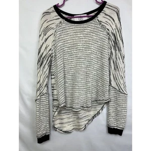 Maglione Sloane Rouge Anthropologie nero bianco piccolo manica lunga orlo diagonale - Foto 1 di 7