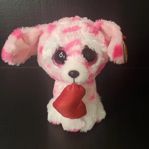 Peluche Ty Beanie Boos 2023 RORY el Día de San Valentín Perro Rosa Manchado 6" - Imagen 1 de 10