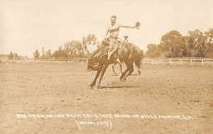 Belle Fourche South Dakota Rodeo Bob Askin on Hat Rack RPPC Real Photo POSTCARD - Picture 1 of 2