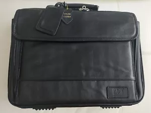 HP Invent Laptop Leather Bag, Black Leather Laptop Sleeve - Picture 1 of 17