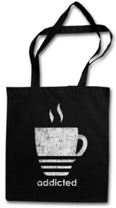 COFFEE ADDICTED STOFFTASCHE EINKAUFSTASCHE Love Café - Picture 1 of 1