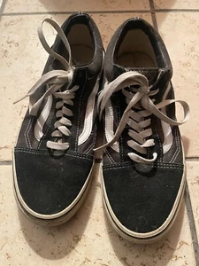 Vans Old Skool Casual Comfort Canvas Shoes Lace Up Black White Mens Size 9 - Picture 1 of 4