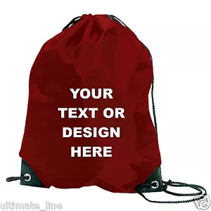 Personalised Burgundy Drawstring Bag Sack Gym PE Swim  School Print - Picture 1 of 4