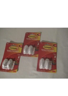 3M Command Mini White Hooks Plastic 17082 Keys Jewelry Hanging 6 hooks - Image 1 of 2