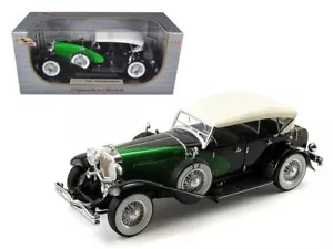 1934 Duesenberg Model J Black and Green with Cream Top 1/18 Diecast Model Car b - Picture 1 of 1