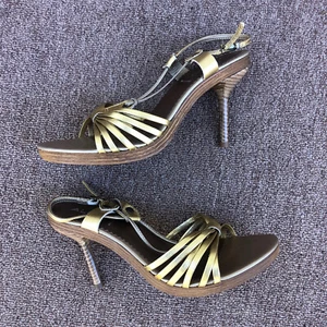 aldo gold metallic strappy stiletto heels size 40 US 9 - Picture 1 of 6