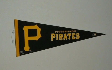 PITTSBURGH PIRATES BLACK AND GOLD FELT WALL PENNANT 12" X 30"  NEW MLB Cover