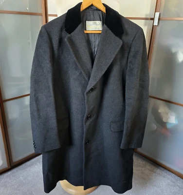 Abrigo Abrigo Vintage AQUASCUTUM Gris Oscuro/Negro Lana Cachemira Pecho 46"  Foto 1 de 4