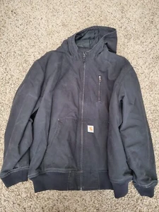 Men's Carhartt J140 BLK Jacket Canvas Workwear Hooded Size 3XL - Picture 1 of 6