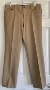 Lauren Ralph Lauren Adelle Pants Womens 12 Brown Straight Zip Chinos Office - Picture 1 of 9