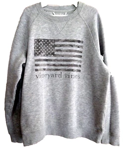 Vineyard Vines kids Med. gray sweatshirt, Flag&Logo on front - Picture 1 of 3