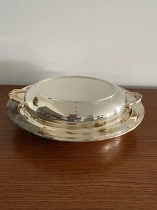 Vintage versilbert bedeckt oval 2 Stück Servierschale mit Griffen - Bild 1 von 7