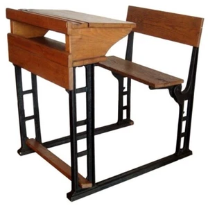 Vintage antique iron and oak Early 1900’s large school Desk; Heavy Duty - Picture 1 of 11