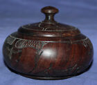Vintage hand made round carved wood box