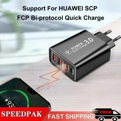 Type C USB Quick Charger 3.0 PD Cell Phone Charger Hot For Phone Adapter Q4V6 - Image 1 of 4