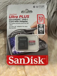 32GB SanDisc Ultra Plus MicroSDHC UHS-I Memory Card With Adapter - Picture 1 of 2