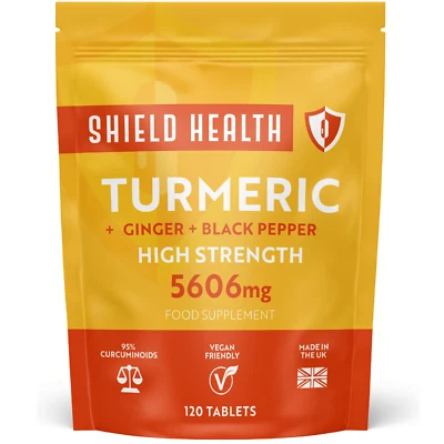 Turmeric Curcumin with Ginger and Black Pepper High Strength 5606mg 120 Tablets - Image 1 of 4