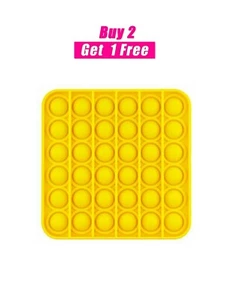 BUY 2 GET 1 FREE! - Popit Fidget Bubble Toy - Square Yellow - Picture 1 of 8