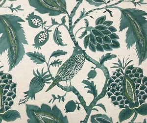RICHLOOM NIGHTINGALE MALLARD BLUE TEAL BIRD LINEN MULTIUSE FABRIC BY YARD 54"W - Picture 1 of 8