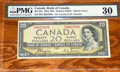 1954 Canada Bank of Canada BC-33a 20 Dollars PMG 30 Devil's Face Variety NOTE - Image 1 of 4