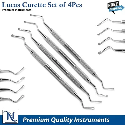 4Pieces Set Dental Lucas Bone Curettes Periodontal Extraction Oral Surgery Tools - Image 1 of 2