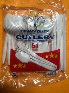 Lot Of 2 Heavy Duty Cutlery 51 Pc Forks , Knives, Spoons - Picture 1 of 3