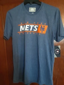 Majestic NY METS Mens S t-shirt Deep Royal Heather Blue Genuine Merchandise - Picture 1 of 7