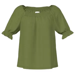 NWT LulaRoe Size S (6-8) Women's Lily Peasant Top Solid Olive Green Square Neck - Bild 1 von 11