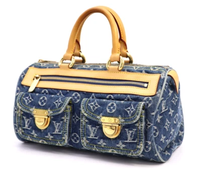 Louis Vuitton Monogram Neo-Speedy Boston Handbag Purse Denim Blue Rare Authentic - Image 1 of 4