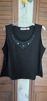 Camiseta sin mangas Sag Harbor negra para mujer, corpiño con joyas, talla Lg Foto 1 de 4