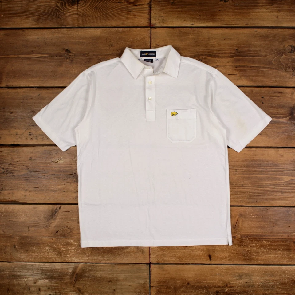 Camiseta Polo Vintage Puntada Única L Bolsillo Jack Nicklaus Camiseta Blanca Foto 1 de 4