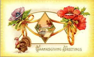 Vintage Thanksgiving Postcard Beautiful Embossed Turkey C S Meeker Unused 1910 - Picture 1 of 3