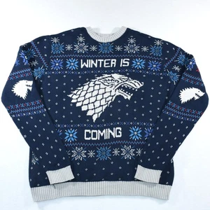 Game of Thrones Sweater Mens Large House Stark Winter Is Coming Ugly Christmas - Picture 1 of 10
