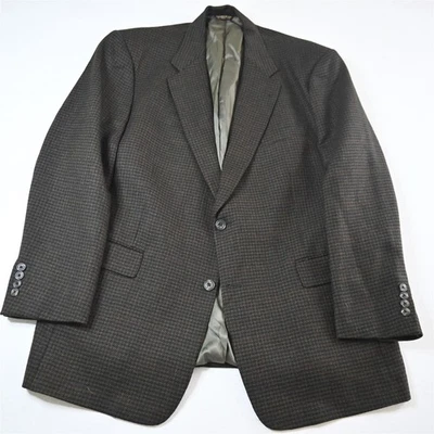 Vtg USA Made Austin Reed 44R Green Houndstooth Check 100% Wool Tweed Mens Blazer - Image 1 of 4