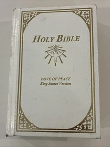Vintage Memorial Edition Holy Bible Dove of Peace Catholic Ed. White Gold - Picture 1 of 4