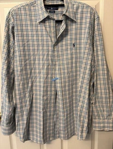 Ralph Lauren Blake blau & creme kariertes langärmliges Button-Down-Hemd für Herren Large - Bild 1 von 5