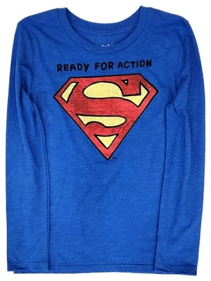 Boys Blue Superman Symbol Superhero Tee Shirt T-Shirt  8 - Image 1 of 2