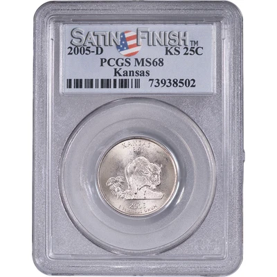 2005-D 25c Kansas State Quarter - Satin Finish ~ PCGS MS68 - Image 1 of 2