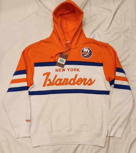 Felpa con cappuccio pullover da uomo Mitchell & Ness New York Islanders Head Coach prezzo al pubblico consigliato $110