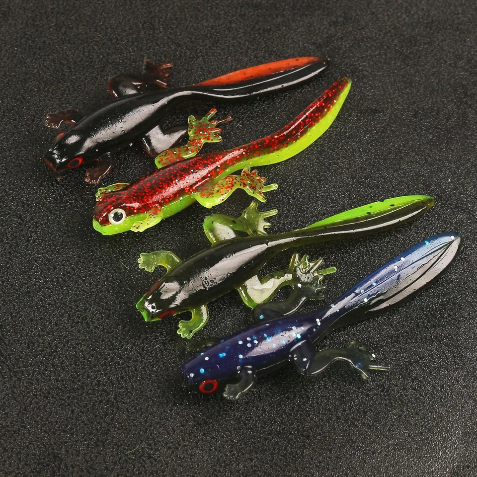 10 PIEZAS Señuelos de plástico blando para detener el agua Señuelos de pesca renacuajo criatura lagarto cebo rana Foto 1 de 4