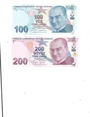 TURKEY  2 Current BANKNOTES. Collectible, Spendable UNC FREE  SHIPPING. - Image 1 of 2
