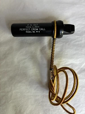 Vintage  P.S. OLT  Pekin Il   M-9   PERFECT   CROW CALL w/Braided Lanyard - Image 1 of 4